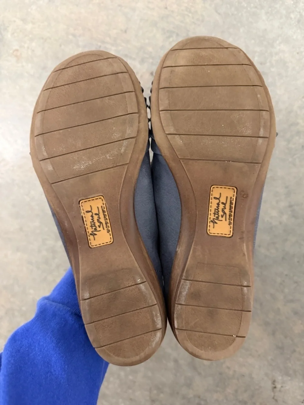 Natural Soul Slate Blue Pleated Crossover Ballet Flats